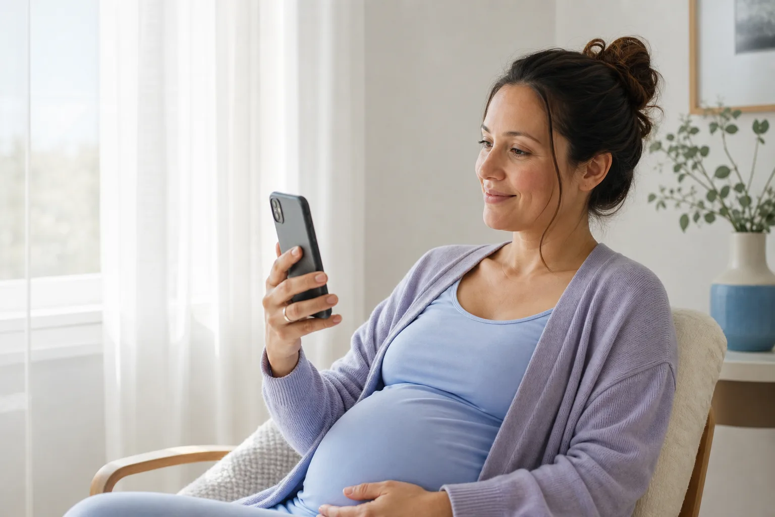 Expectant mother using a digital pregnancy companion
